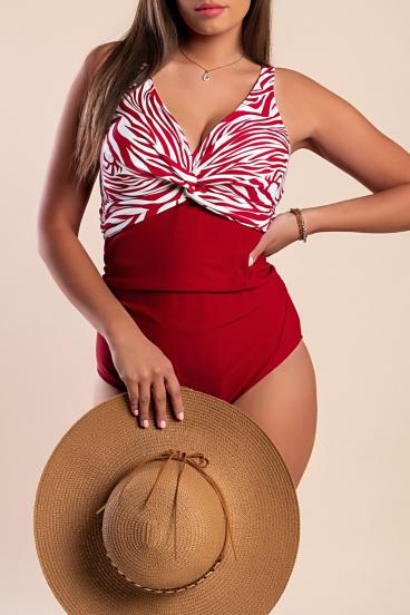 Einteiliger Badeanzug mit Print, rot